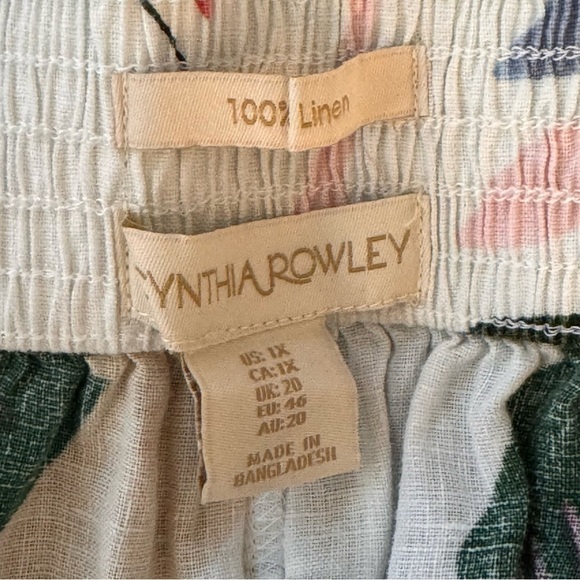 Cynthia Rowley 100% Linen Tropical Print Wide Leg Crop Pants plus Size 1X NWT - Picture 9 of 9